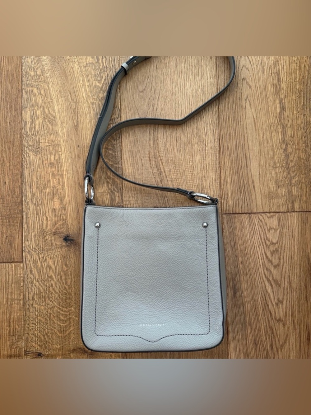 Rebecca Minkoff Light Grey Pebbled Leather Crossbody Bag